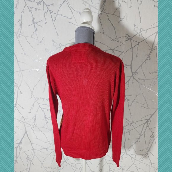 Happy Holidays Red Christmas Lights Ornaments Printed Crewneck Sweater - Picture 4 of 5